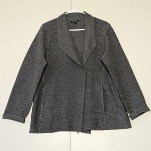 Eileen Fisher Women's Felted Merino Wool Shaped Blazer Gray Lightweight Size M